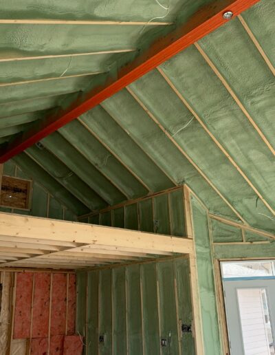 Spray Foam Closed-Cell SPF on ceilings and walls. Great for controlling moisture and condensation.